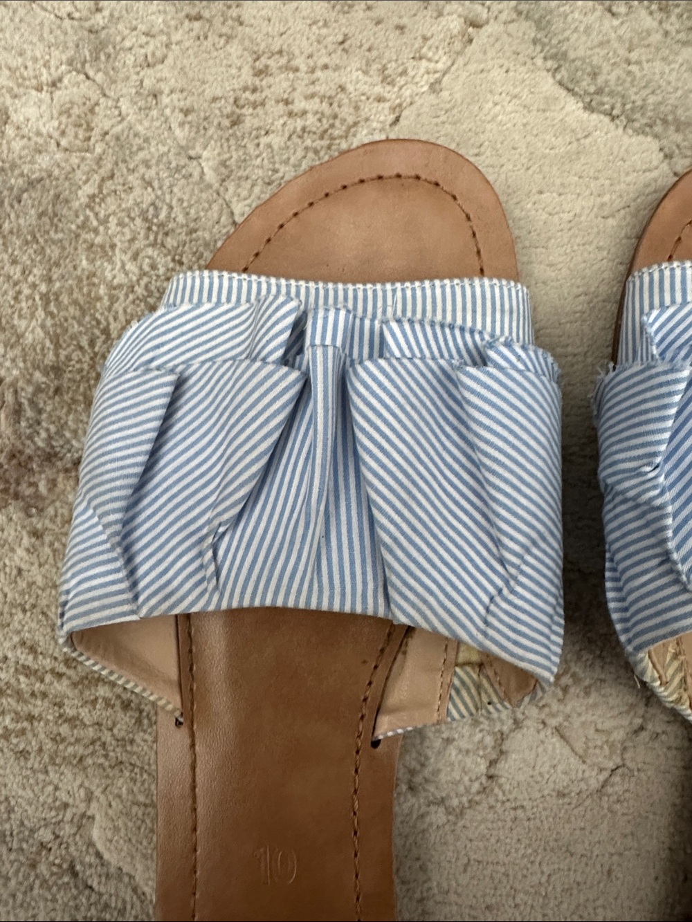 Joe Fresh Blue Striped Ruffle Slide Sandals - Picture 8 of 11